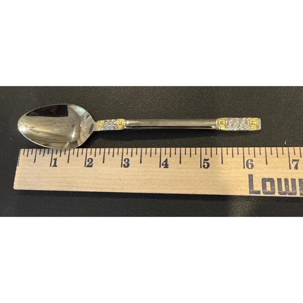 Wallace Golden Corsica Teaspoons Spoon Set Of 3 Stainless 18/10 Flatware 6 3/8